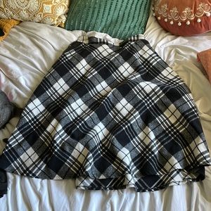 Black plaid midi skirt. Side zip up